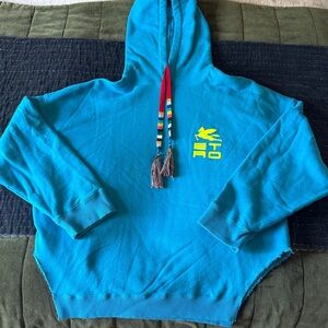 ETRO Blue Cotton Hoodie with Pegasus